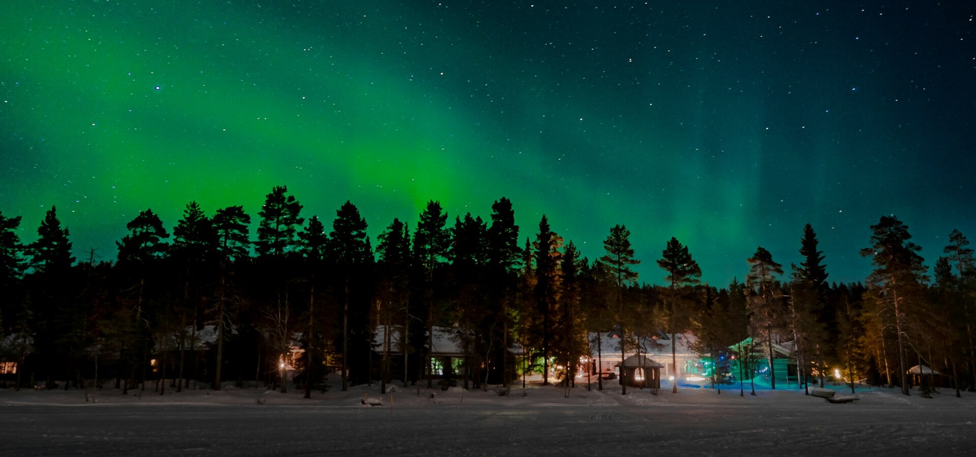 Blick auf die Nordlichter bei einer Lappland Reise 