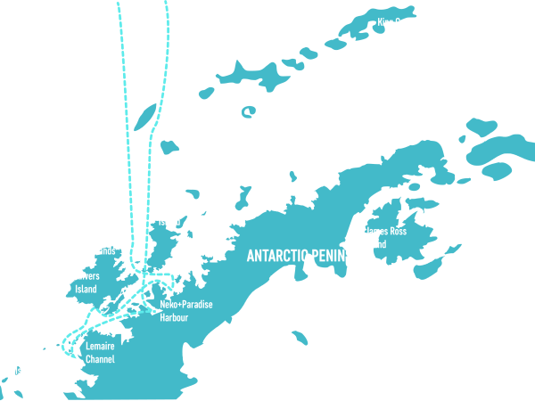 Routenskizze Antarktis entdecken und kennenlernen